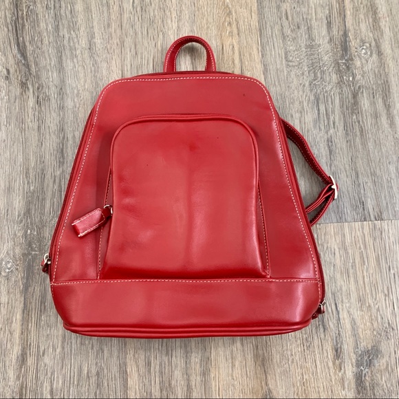 Handbags - Small Red Backpack with wallet